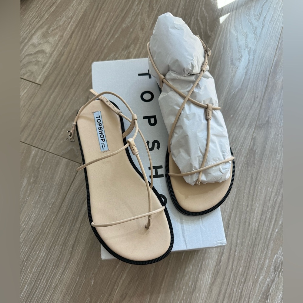 Topshop Katy Premium Leather Minimal Strappy Sandals - Picture 5 of 5